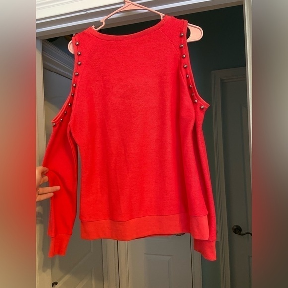 Lulumarie Studded Hot Pink Cutout Sweater - Picture 2 of 5